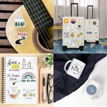 50pcs Spanish Bible Stickers,Guitar Skateboard Bottles Bumper Helmet Snowboard Laptop Phone Case Fridge Door Luggage Motorcycles Car DIY Doodle Stickers,Perfect Thanksgiving Christmas Gifts - Multicolor - View 5