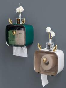 Waterproof Bathroom Storage Shelf Toilet Roll Stand Tissue Box - Dark Green - View 5