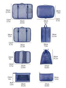 8入組便攜旅行收納袋,單色輕便行李整理袋,包括衣物袋、內衣褲袋、鞋袋、平口袋和化妝袋