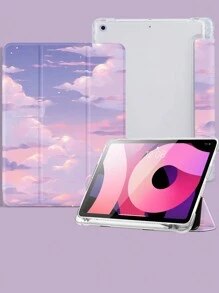 油畫風景設計的平板電腦保護套，適用於iPad New、iPad Air 4/5 10.9吋、華為Metepad 11/ Tab/5等，內附筆套，支援自動睡眠/喚醒功能 - 彩色 - 查看 4