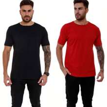 Men T-Shirts - 紅色和黑色 - 查看 1