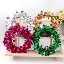 1入組/7.5m綠色五角星鐵絲花藤裝飾品,適用於派對、節日、聖誕樹、雨絲絲帶 - 綠色 - 查看 3