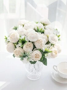 1入組人造牡丹塑料花,繡球設計,非常適合生日派對、婚禮儀式,新年和學校開學時的家庭和園藝裝飾