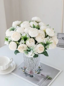 1入組人造牡丹塑料花,繡球設計,非常適合生日派對、婚禮儀式,新年和學校開學時的家庭和園藝裝飾