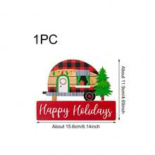 1pc Christmas Camper Shaped Rudolph Wooden Ornament For Home Decoration - Multicolor - View 2