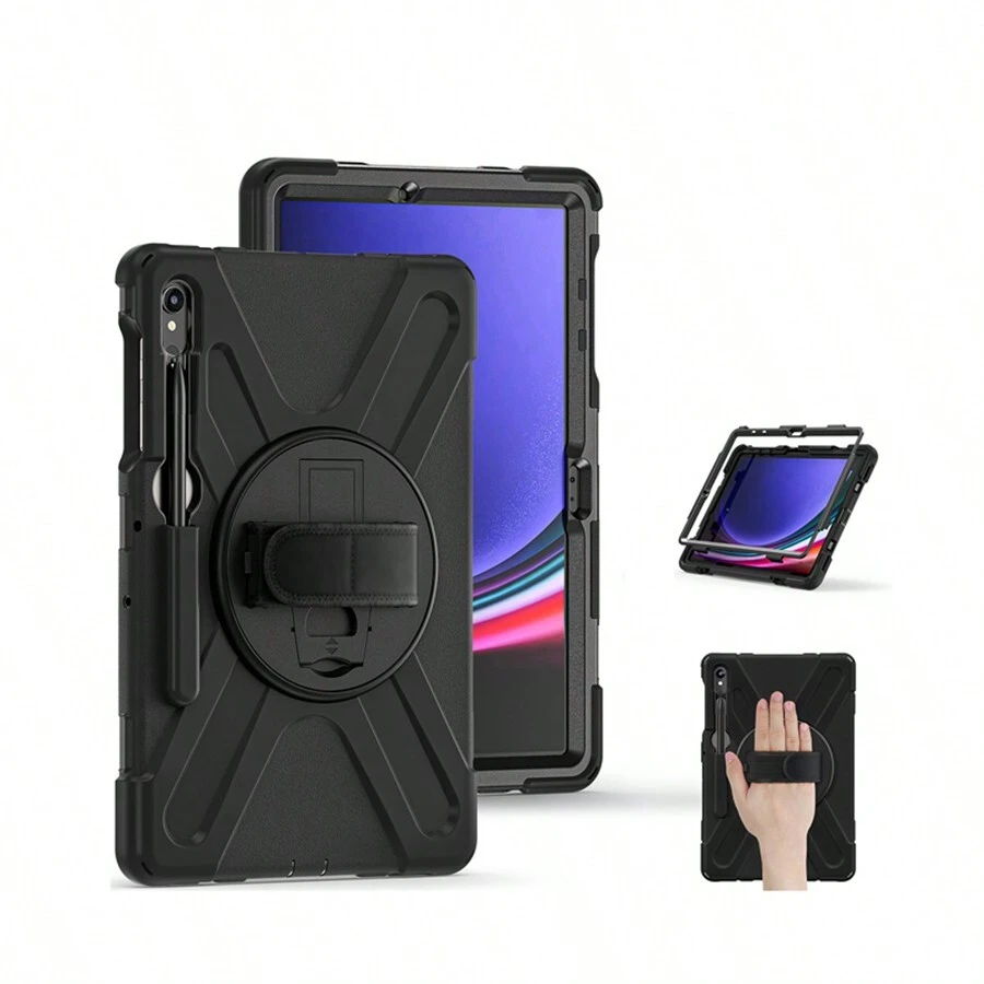 1入組黑色適用於三星Galaxy Tab S9 S8 S7 11英寸保護殼 -X710/X716B/X716U -X700/X706 -T870/T875 平板電腦轉盤保護殼 - 標籤 S9/S8/S7 11'' - 查看 1
