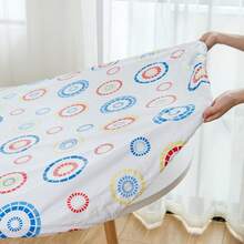 1個圓形藍白菊花桌布,具彈性與防水乙烯基底,以及水牛格子方桌布,適用於野餐、露營、室內外使用 - 白色 - 查看 6