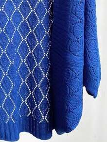 1 Pieza Camisa De Mujer De Botón Abajo Con Bloque De Color Azul - Azul - Ver 3