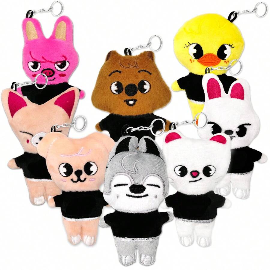 kit 9 llaveros skzoo de peluche stray colgantes para bolsa y mochila - Multicolor - Ver 1