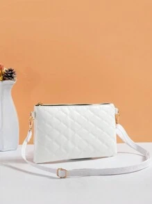Túi đeo vai nhỏ màu trơn đơn giản hợp thời trang phiên bản Hàn Quốc thời trang, túi đeo chéo mới thiết kế hình trái tim họa tiết túi xách cho phụ nữ, thích hợp cho mùa xuân hè thu đông - trắng - Xem 3