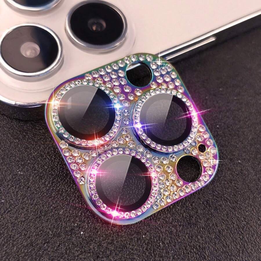 1 miếng dán trang trí bằng đá Rhinestone chống trầy xước bảo vệ camera điện thoại di động tương thích với iPhone Quà tặng sinh nhật, gia đình, bạn bè Pha lê lấp lánh, bảo vệ ống kính, phụ kiện điện thoại