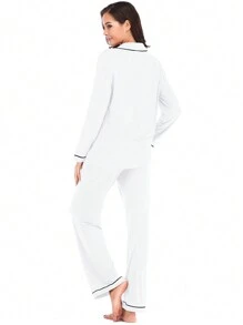 Women's Spring/summer Modal Long Sleeve Two-piece Home Clothes/sleepwear Set - White - View 5