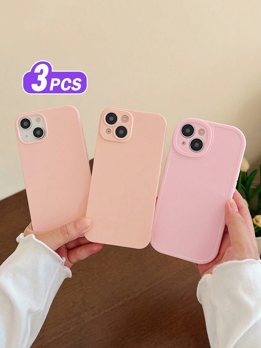 3入套不同款式粉色手機殼,適用於 Iphone - 粉色 - 查看 1