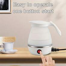 1 件 600 毫升可折叠电热水壶，带欧洲/美国/英国标准插头、干烧保护和硅胶，便携式旅行热水器，适用于厨房配件家用电器配件小工具工具圣诞节用品烹饪圣诞节