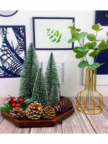 1 件迷你圣诞树，人造圣诞树，迷你圣诞树桌面装饰，桌面迷你松树圣诞装饰 - 綠色 - 查看 4