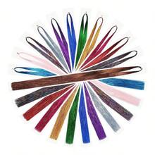 五色髮套裝,共五片、1200發,48英寸髮絲,防熱不變形,閃爍髮型延伸,適用於萬聖節、聖誕節和新年派對造型(五包裝)