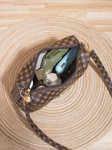 時尚幾何圖案金屬裝飾單肩包 - 咖啡棕 - 查看 4