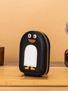 Creative Cartoon Penguin Accordion Card Wallet - Black and White - View 3