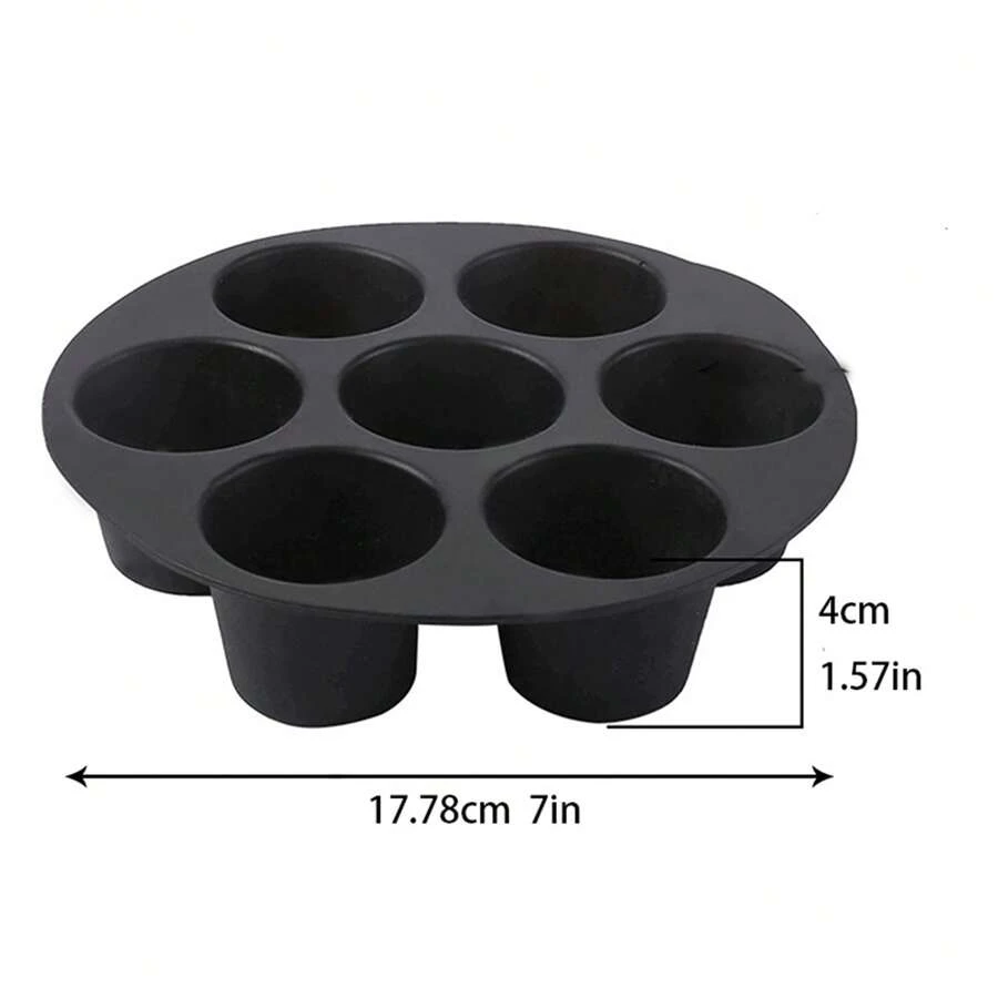 1pc 7 Inch Silicone Muffin Pan For 7 Cupcakes - Black - View 1