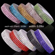 1 Rollo Cinta De Diamantes De Cristal Con Purpurina Autodhesiva, Cinta De Diamantes De Diamante De Imitación Con Purpurina Para Diy Manualidades, Decoración De Bodas Y Fiestas (0.39in*35.8in) - Rojo - Ver 2