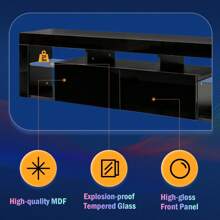 QQD 65 Inch TV Stand With LED Lights, Floating Entertainment Center Media Console, Wall Mounted High Gloss Modern Storage Shelf For 60/65/70 Inch TV