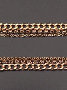 1個和鑽石裝飾的鏈子項鍊,適合女性日常穿著 - 金色 - 查看 9