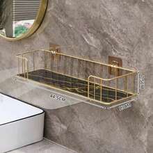 Bathroom Storage Rack Without Drilling, Cosmetics & Toiletries Shelf For Bathroom - black gold - View 4