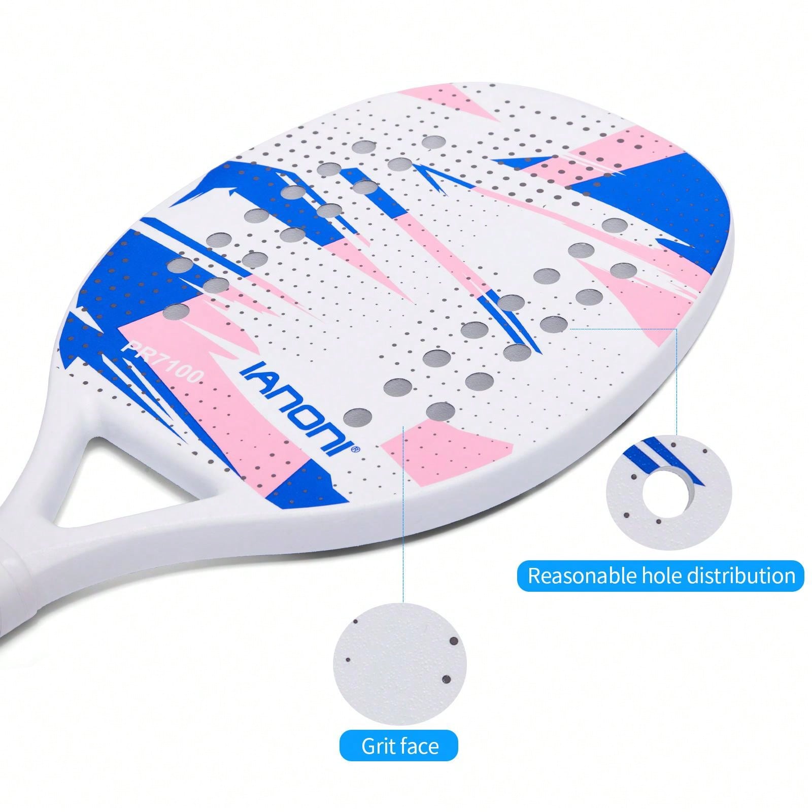 Ianoni Beach Tennis Racket Pr7100 White, Light And Thin, With Carbon ...
