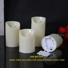 1 件無焰 Led 蠟燭,附擺動芯,電池供電,適合生日、飯店婚禮、其他節慶派對、室內/室外家居裝飾燈、夜燈,不包括電池 - 米色 - 查看 6