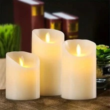 1 件無焰 Led 蠟燭,附擺動芯,電池供電,適合生日、飯店婚禮、其他節慶派對、室內/室外家居裝飾燈、夜燈,不包括電池 - 米色 - 查看 4