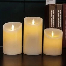 1 件無焰 Led 蠟燭,附擺動芯,電池供電,適合生日、飯店婚禮、其他節慶派對、室內/室外家居裝飾燈、夜燈,不包括電池 - 米色 - 查看 5