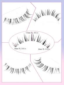 Asiteo 10 Pairs Manga Lashes Faux Mink Eyelashes, Korean Natural Short Full Strip False Eyelashes, Transparent Band Soft Lash Extension - 黑色 - 查看 6