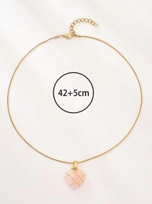 1件天然石项链，图案随意，心形吊坠，水晶，玫瑰石英，心形，精致奢华女士项链。由于宝石的天然特性，可能存在色差。 - 愛心 - 查看 9