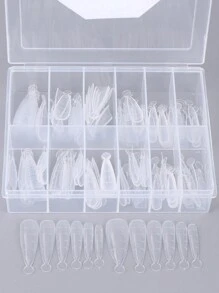 FULL BEAUTY 120 件长杏仁聚指甲凝胶模具指甲延长双重形状透明指甲尖延长全覆盖模具快速构建美甲工具带刻度美甲用品适用于家庭沙龙、美甲用品、美甲工具、美甲工具、返校、指甲、按压指甲的美甲工具 - 無色 - 查看 2