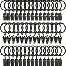 Metal Curtain Rings With Clips, Curtain Clip Hooks, Rust-proof Drapery Hooks For Decorative Rod - Black - View 1