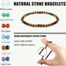 1入手工製作8mm彈性珠寶半寶石手鍊,治療水晶手鍊,男女皆可的休閒珠寶,節日禮物 - 手鍊 - 查看 3