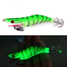 5 Pièces/pack Leurre De Pêche 8cm/10cm/12cm Calamars Lumineux Leurre De Pêche Aux Crevettes En Bois Poulpe Leurre De Pêche À La Seiche Appâts Accessoires De Pêche