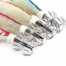 5 Pièces/pack Leurre De Pêche 8cm/10cm/12cm Calamars Lumineux Leurre De Pêche Aux Crevettes En Bois Poulpe Leurre De Pêche À La Seiche Appâts Accessoires De Pêche
