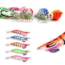 5 Pièces/pack Leurre De Pêche 8cm/10cm/12cm Calamars Lumineux Leurre De Pêche Aux Crevettes En Bois Poulpe Leurre De Pêche À La Seiche Appâts Accessoires De Pêche