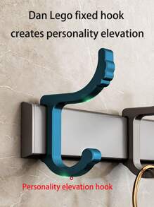 銃黑太空鋁掛鉤,掛牆無需鑽孔的廚房、浴室掛衣鉤