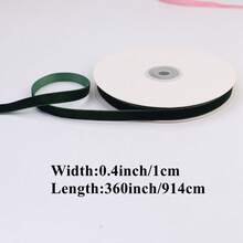 ZNZAKKA 10 Yards Velvet Ribbon Green Velvet Fabric Ribbon Trim Single Face Spool Satin Velvet Ribbon for Gift Wrapping Bow Making Christmas Decoration - Green - View 2