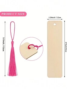 36 件木製書籤,diy 空白木製書籤,長方形薄懸掛木製流蘇書籤,用於繪畫,流蘇顏色隨機 - 杏色 - 查看 9