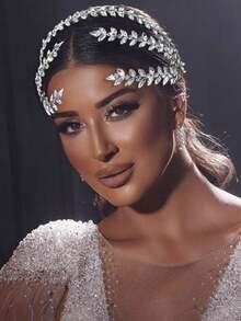 1入組女士銀色鑽石婚禮髮飾套裝,附耳環,適用於婚禮、宴會和派對皇室風格