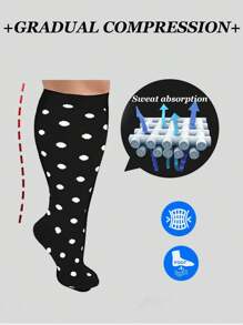 3雙大尺碼加壓襪,循環15-20毫米汞柱,適用於女性男性寬小腿孕婦孕婦膝蓋高度,最佳評級支持懷孕運動護理適合騎行 - 彩色 - 查看 3