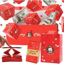 驚喜禮盒爆炸錢,獨特折疊彈跳紅包禮盒帶五彩紙屑,現金爆炸豪華禮盒生日週年紀念情人節求婚(12 彈跳)(紅色聖誕節) - 紅色 - 查看 1