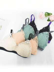 Conjunto de Ropa Interior con Encaje Cómodo, Tela Suave, Transpirable | Conjunto de Sostenedor, Brasier en Diferentes Colores - Verde - Ver 8