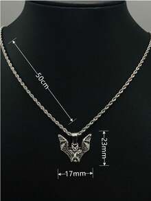 1 件不銹鋼鍊式項鍊,帶有古董銀色蝙蝠形吊墜,適合女士日常佩戴