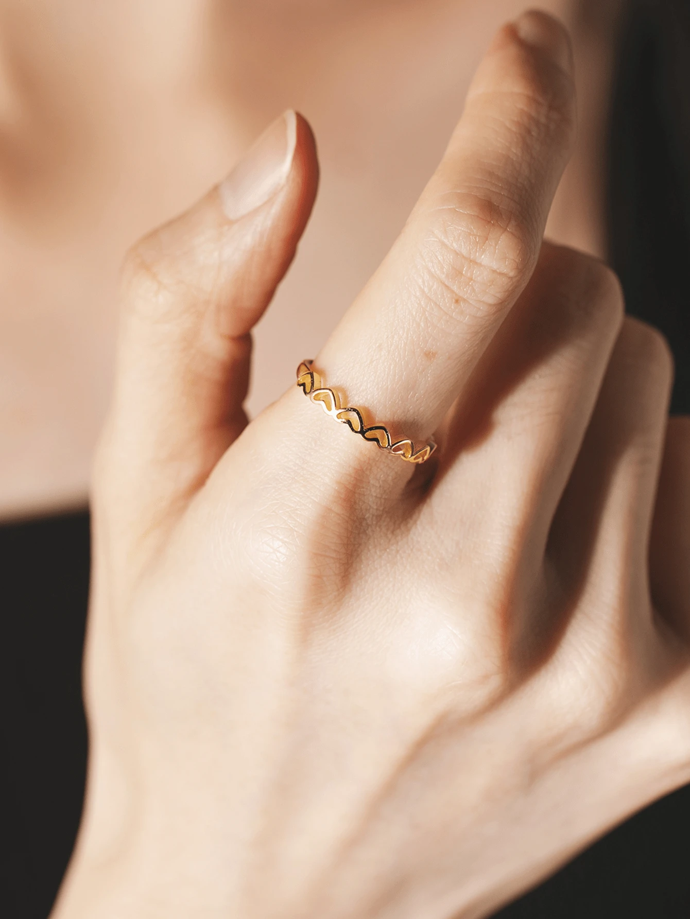 1入精美時尚925銀簡約心型戒指,女士生日/紀念日禮物