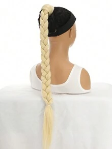 搭配髮圈的32英寸長編辮馬尾裝飾流蘇,裸色女人合成髮辮馬尾自然包繞辮尾髮延伸
