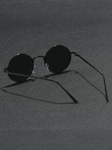 1 Pair Vintage Round Metal Men's Shades, Fashionable For Summer Beach Vacation,Outdoor,Travel